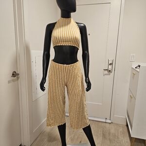 Zara Yellow and White Striped Jumpsuit